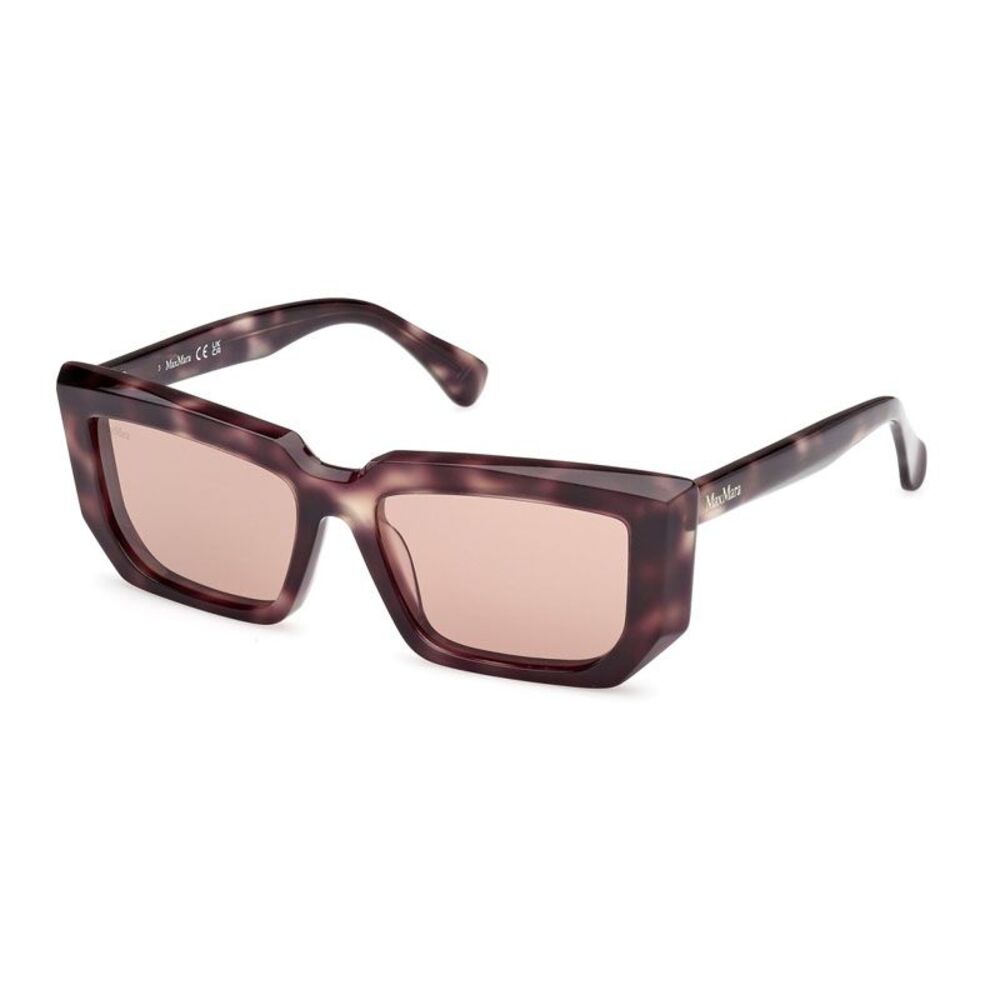 Max Mara Sunglasses Rectangle Full Rim, Colored Havana Frame and Brown Lens